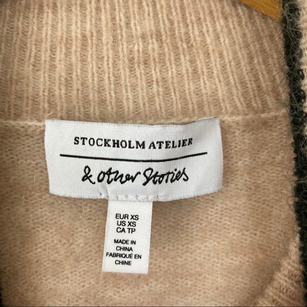 & Other Stories Wool Striped Mock Neck Sweater XS - Picture 5 of 6